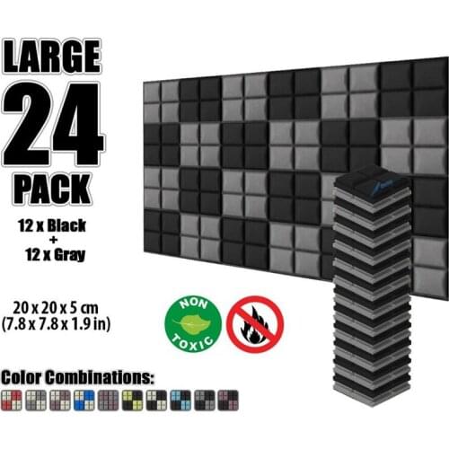 Arrowzoom 24 pcs 7.8" x 7.8" x 1.9" Color Combination Hemisphere Grid Tile Studio Sound Absorbing Panel Acoustic Foam Treatment