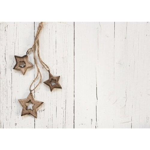 White Wooden Board Stars Photo Backdrop for Christmas Vinyl Photoshoot Backgrounds for Baby Children Toy Pets Photography Props