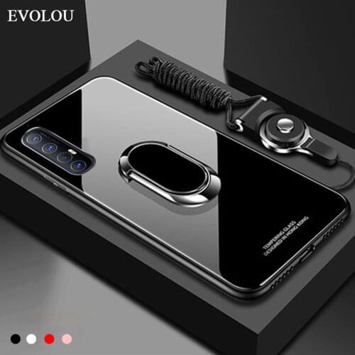 For OPPO Find X2 Pro Case Tempered Glass Ring Magnet Holder Case for OPPO Realme X50 6 Reno 3 X2 Lite X3 Soft Frame Stand cover