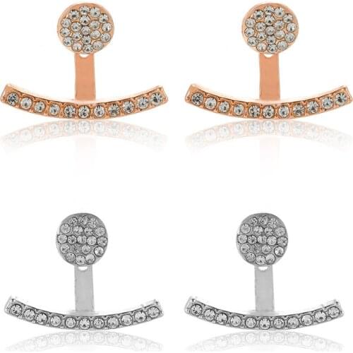 Glamour Earrings Sales Korean Version Of The Sleek Minimalist Crystal Word Round Front And Rear Earrings Trend Womens Earrings