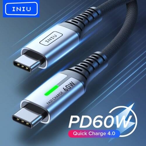 INIU USB C To USB Type C Cable PD 60W 3A Fast Charging USB-C Charger Data Cord For Huawei P40 Pro Xiaomi Samsung S20 S10 Macbook