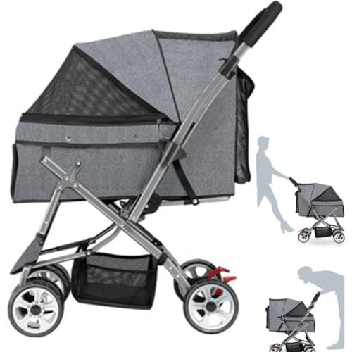 Pet Stroller Cat Carrier 4-wheel Folding Trolley Case for Dogs Cats Walks Relax Pet Breathable Dog Cat Trolley Baby Stroller