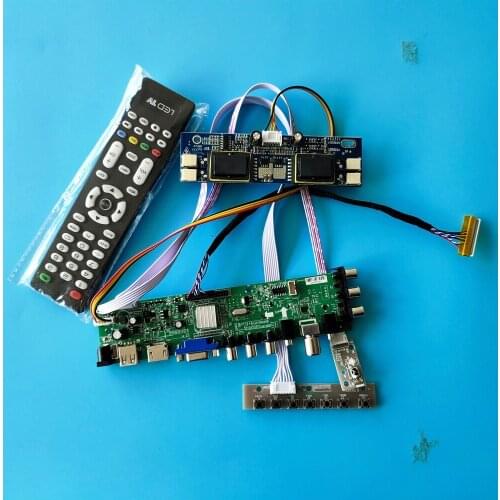 Kit for M190EN04 V7/M190EN04 V4 1280X1024 USB DVB-T HDMI VGA Controller 30pin board AV TV 4 CCFL Digital LCD Panel 19" remote