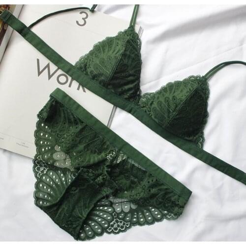 Lace Bralette Set Triangle Cup Bra For Girls Small Breasts Bra with Padded Wireless Sexy Underwear Set Women Lingerie S M L