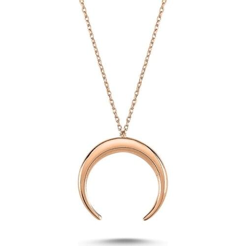 KUTAYDAN Reverse Crescent Necklace 925 Sterling Silver