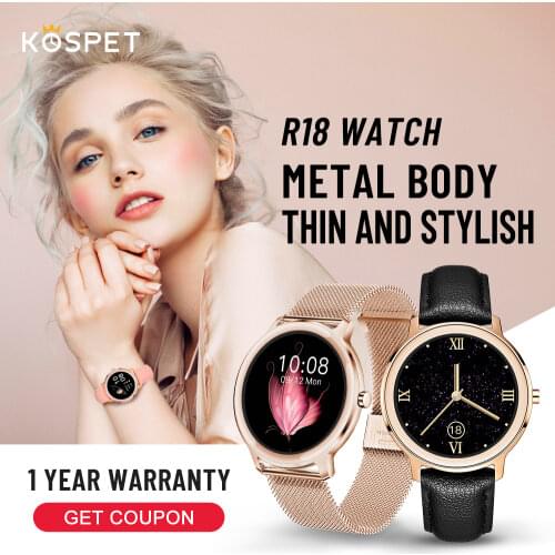 KOSPET R18 Fashion Women Men Smart Watch Heart Rate Blood Pressure 2021 Sport Smartwatch Lady Wrist Clock For IOS Android