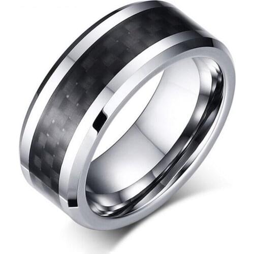 Men Quality Black Ring Real Tungsten Ring 8mm Width Vintage Ring Wedding Band for Gentlemen Size 7 8 9 10 11 12 Wholesale