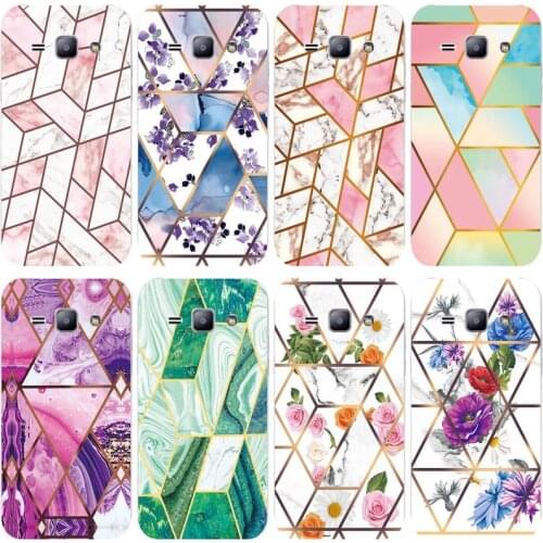 Soft Phone Case for Samsung Galaxy J1 2016 J120 J120F J1(6) SM-J120F/DS Funda Glossy Silicone Phone Back Geometric Marble Cover