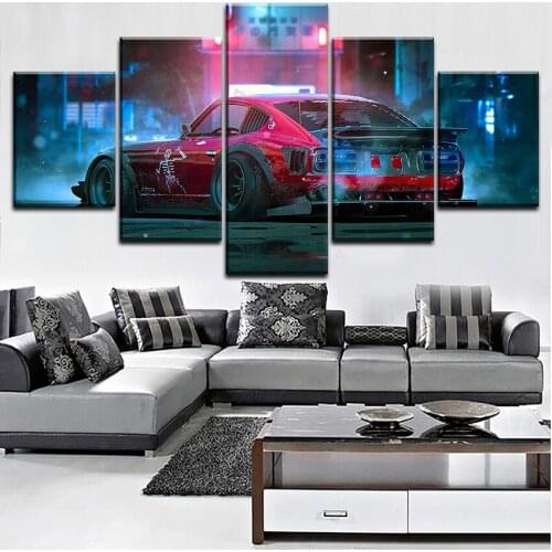 Red car full square round Diamond painting street embroidery 5 Pieces diamond embroidery Nature Wall Art A2140