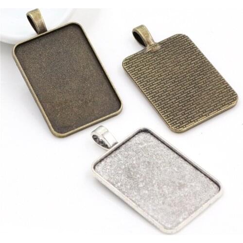 New Fashion 5pcs 23x33mm Inner Size 2 Colors rectangle Cabochon Base Setting Charms Pendant,Fit 23*33mm Square Glass Cabochons