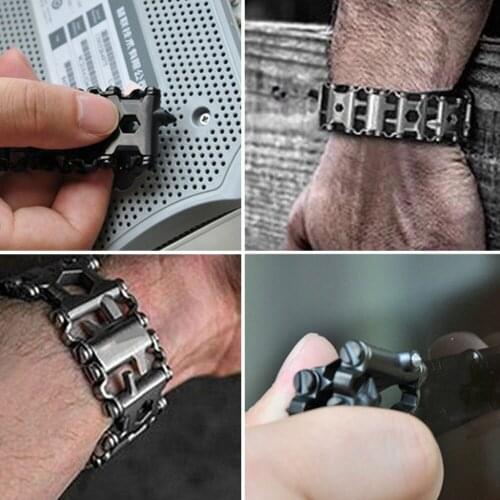 New 29 in 1 Tool Bracelet Stainless Tread Bracelet Outdoor Bolt Driver Tools Kit Travel G-shock iWatch ETC