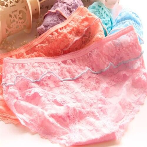 New Arrived 4Pcs/Lot Girl Panties Underwear Lace Briefs Cotton Lingerie Soft Comfortable Bowknot Cartoon Panty Wholesale H001-4