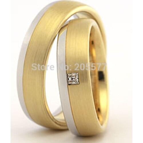 Luxury custom jewelry yellow gold plating two tone Matching wedding bands engagement rings sets jewelry for men and women