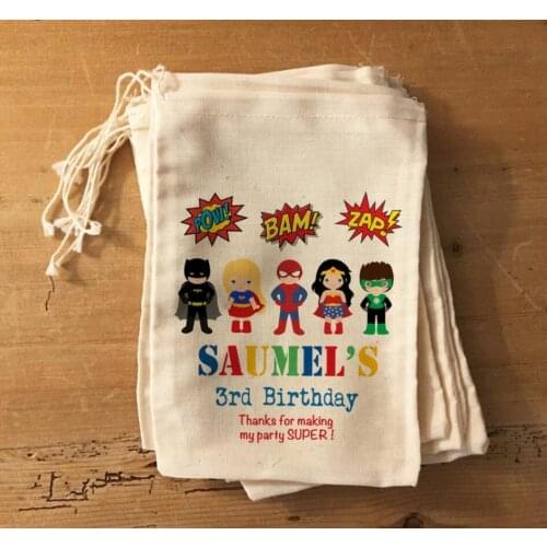 Personalise Super Heroes Party Favor Bags Gifts Bags Birthday Favor Bags Girl/Boys Super Heroes Party Bags for Gifts or Treats
