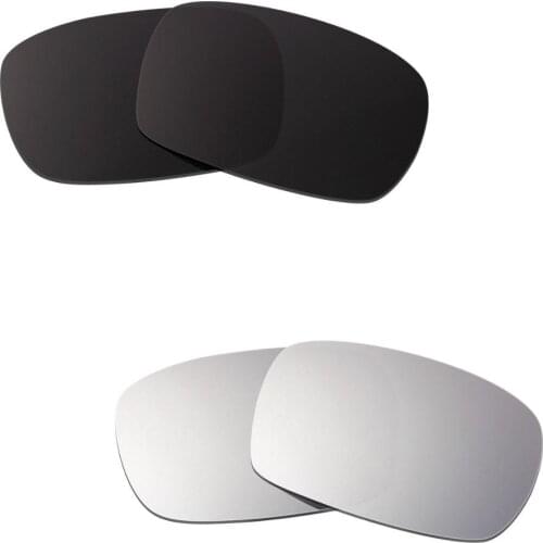 Hkuco For Crankcase Sunglasses Polarized Replacement Lenses 2 Pairs - Black&Silver