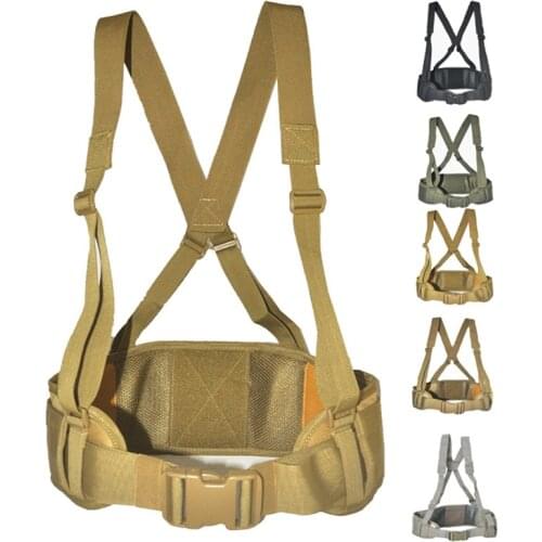 Military Molle Belt Army Tactical Belt Hunting Belt Shoulder Strap Outdoor CS Nylon Belt Waist Support Adjustable Padded