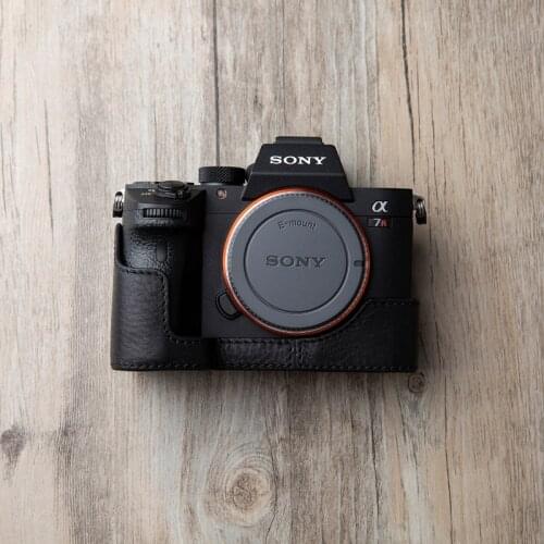 Handmade Genuine Leather A7R3 Camera case Half Body Bag For Sony A9 A7 III A7 Mark III Battery Openning