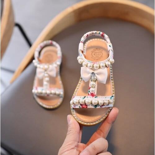 New girls sandals little Kids beaded open toe princess shoes Childrens performance shoes 2021 summer