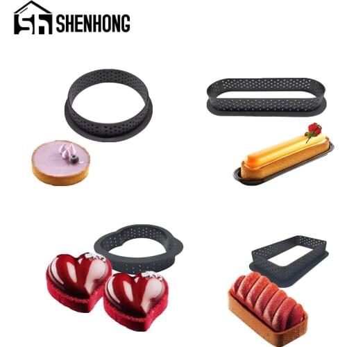 SHENHONG 5 Styles Cake Ring Plastic Perforated Egg Tart Kitchen Baking Tools French Dessert Mould Fruit Mousse Pastry Molds