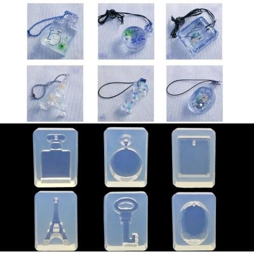 DIY High Mirror Crystal Silicone Mold Tower Key Bottle Shaped Jewelry Pendants Key Chain Mold Nail Beauty Mould