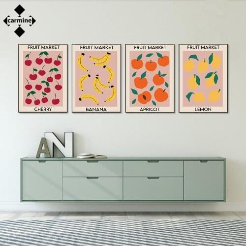 Modern Wall Art Fruit Market Canvas Painting Cherry Lemon Banana Printing Picture Nordic Art Print for Living Room Kitchen Decor