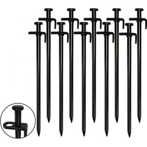 Steel Tent Stakes Pegs, 10PCS Heavy Duty Steel Pegs for Holding Down The Outdoor Camping Tent, Awning, Seabeach Tent