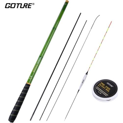 Goture Breeze 3.6-7.2m Carbon Telescopic Stream Hand Fishing Rod Hook Line And Float Set With Top Spare Three Tips