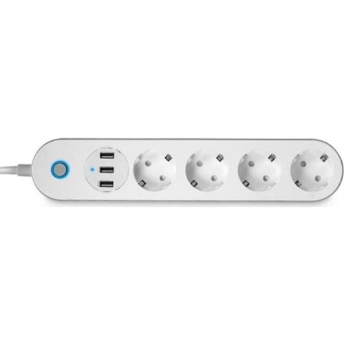 Wifi Smart Power Strip 4 EU Outlets Plug With 3 USB Charging Port Timing App Voice Control Work With Alexa Google Smart Home