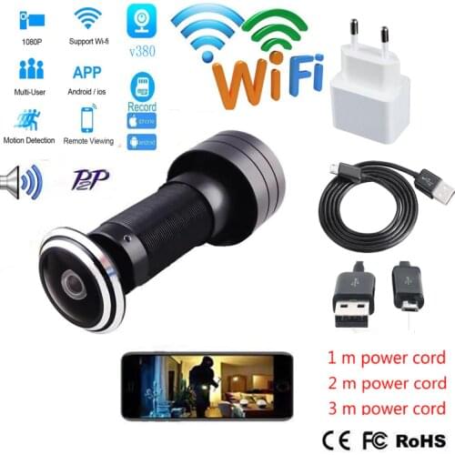 V380 Home security door eye WiFi camera Mini Peephole Door wifi ip camera lens 1.7Angle180 TF card Slot
