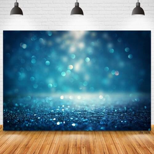 Blue Black Silver Glitter Dots Bokeh Vinyl Custom Backdrops Photophone Baby Wedding Birthday Photo Studio Photography Background
