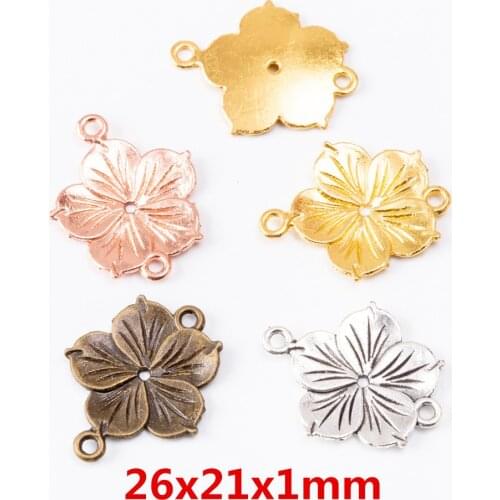 21 pcs Vintage zinc alloy charms Flower connector pendant DIY Bracelet Necklace metal jewelry accessories Making