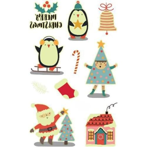 Waterproof Temporary Tattoo Sticker Luminous Fake Tatoo Christmas Day Santa Claus tree penguin Flash Glowing in Dark cartoon kid