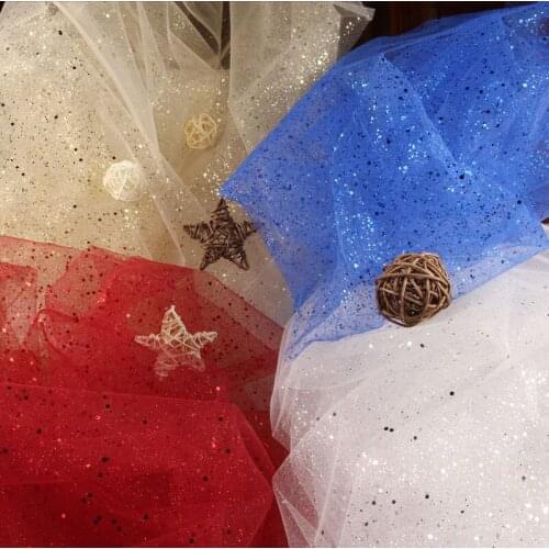 GLace 1Y/Lot 7colour polyester sequins bronzed glitter mesh fabric wedding dress DIY material TX1143