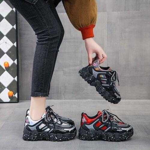 2021 Designers Chunky Sneakers Platform Silver INS Fashion Women Lace Up Casual Shoes Spring Woman Sports Trainers Old Dad Shoes