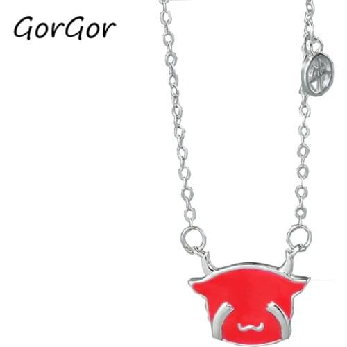 GorGor Necklace Women 925 Sterling Pattern Shy Cow Pendant Temperature Change Individuality Simplicity Fashion Jewelry XL788