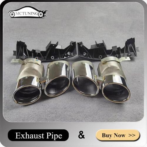 1 Set Car Styling Exhaust Pipe For A-UDI Original Q8 Sport Style Change SQ8 Diffuser 2020+ Stainless Steel Silver Muffler Tip