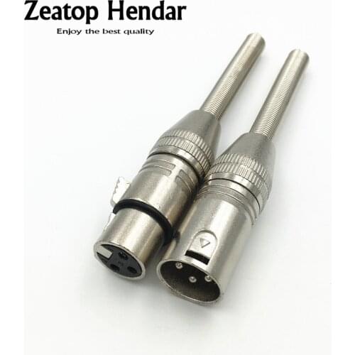 10Set 3 Pin XLR Male + Female Plug with Long Tail Spring Connector for KTV Microphone Cable