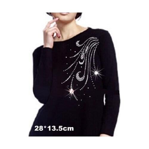 10piece/lot Shiny pteris pettern rhinestone applique,hotfix rhinestone heat transfer design iron motifs patches,high quality