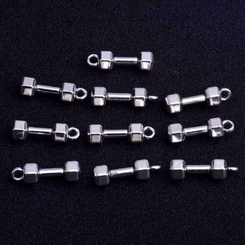10PC Barbell Dumbbell Charms Pendants DIY Fitness Bracelets Necklaces Handmade Making Weightlifting Sports Jewelry Accessories