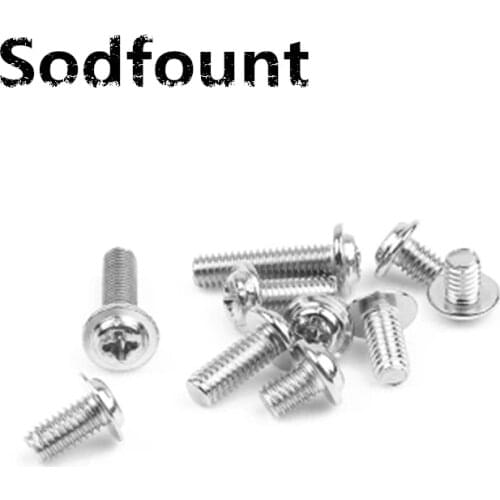 100pcs/Lot Round round head screw M3.5 M4 M5 PWM nickel plated pan head with gasket electronic screw