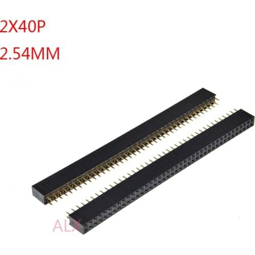 5PCS 2X40 PIN Double row Straight FEMALE PIN HEADER 2.54MM PITCH Strip Connector Socket 2*40 40p 40PIN 40 PIN FOR PCB BOARD