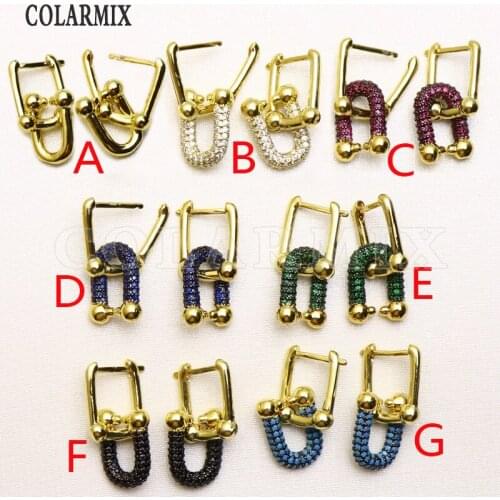 6 pairs fashion crystal earrings U shape mix colors zircon crystal jewelry zircon jewelry for women 51046