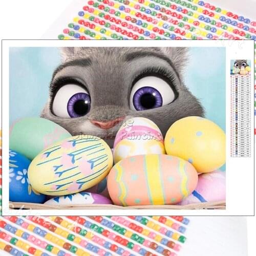 Diamond Painting Disney Zootopia 5D DIY Cartoon Rabbit Judy Hopps Easter Egg Full Drill Cross Stitch Art Mosaic Home Wall Decor