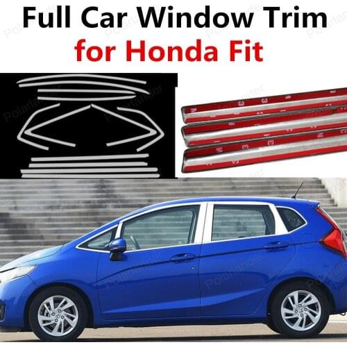Car dedicated For H-onda Fit bright silver Decoration Strips Stainless Steel Car Styling Full Car Window Trim