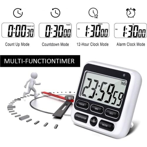 Large Screen Digital Kitchen Timer Countdown Loud Time Management Alarm Clock Interval Timing Equipment Multipurpose