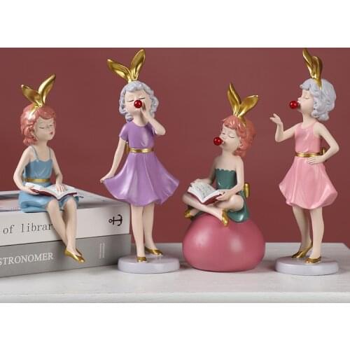 Nordic Entry Lux Style Bouquet Girl Decoration Living Room TV Cabinet Home Decorative Creative Model Room Crafts Hallway