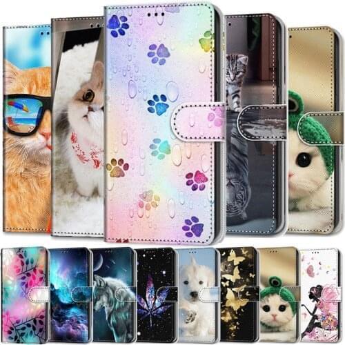 Leather Case For Samsung Galaxy S5 S6 S7 S8 S9 S10 Note 10 Plus S10E Fundas 3D Wallet Card Holder Stand Book Cover Painted Coque