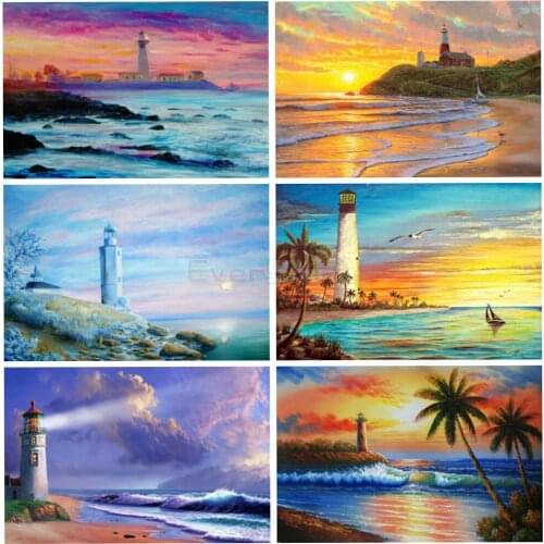 EverShine Diamond Painting Landscape New Arrivals Cross Stitch Diamond Embroidery Lighthouse Sale Bead Picture Kits Home Decor