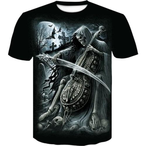 2021 Newest Skull 3D T-shirt 3D Summer Fashion Mens T-shirt Mens Hip Hop Retro Short Sleeve Retro T-shirt