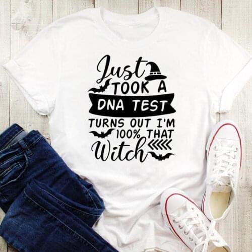 Cartoon Tops Tshirt Fall Autumn Tees Women Happy Witch Printing New Style Halloween Thanksgiving Graphic Print Female T-Shirt